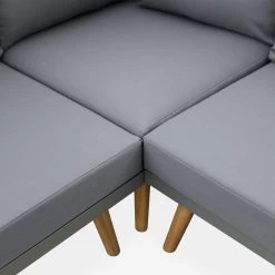 Salon De Jardin Bois 5 Places Couleur : Gris / Gris -Sweeek AC0012GY 03