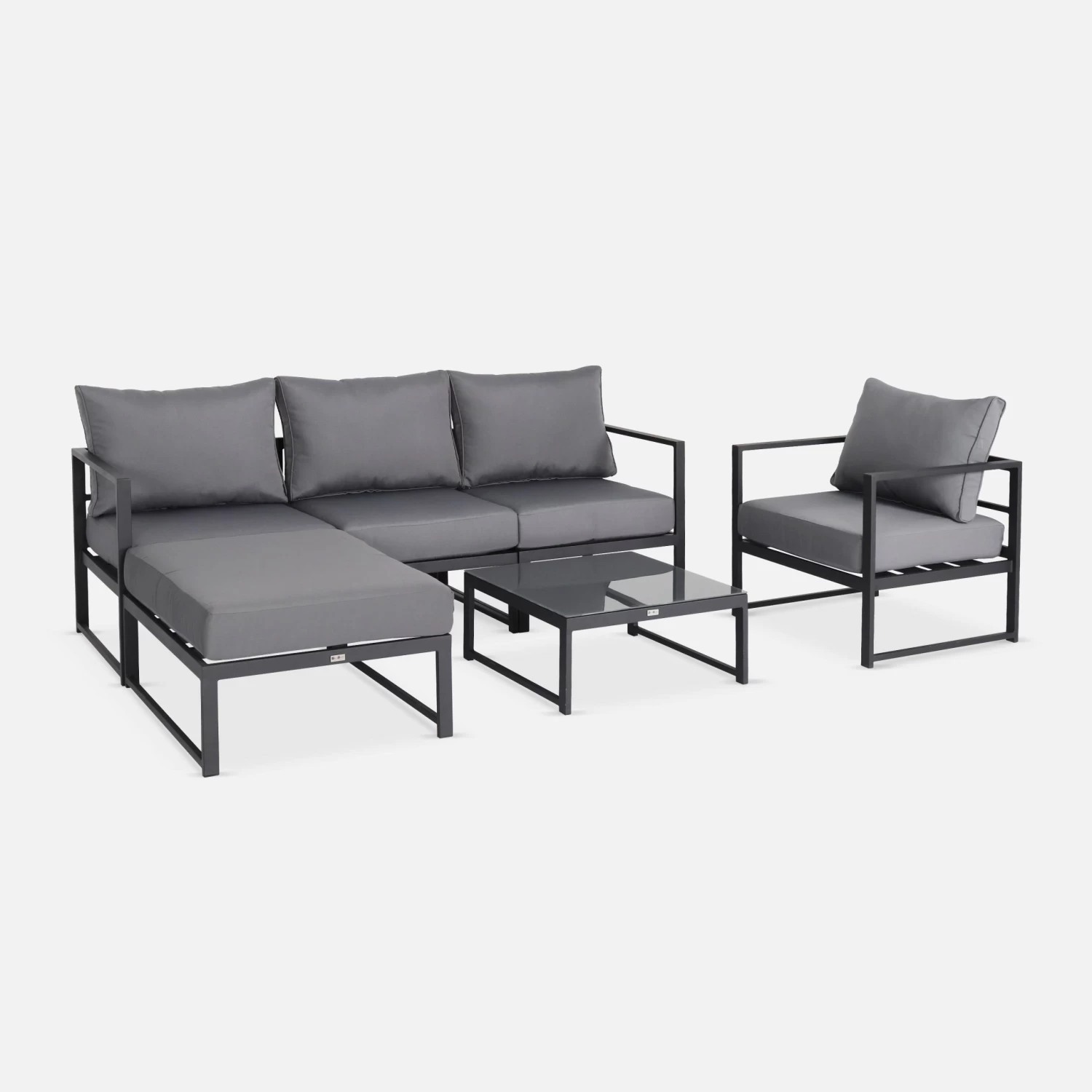 Salon De Jardin Modulable Aluminium 5 Places Couleur : Anthracite / Gris 2 Salon De Jardin Modulable Aluminium 5 Places Couleur : Anthracite / Gris – Image 2