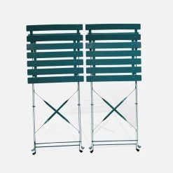 Chaise De Jardin Pliable Métal (lot De 2) Couleur : Bleu Canard -Sweeek BS2CHRBD 03
