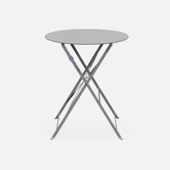 Table De Jardin Bistrot Pliable Métal, 2 Chaises Couleur : Gris Taupe -Sweeek BS60C2BN 02