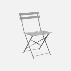 Table De Jardin Bistrot Pliable Métal, 2 Chaises Couleur : Gris Taupe -Sweeek BS60C2BN 03