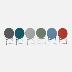 Table De Jardin Bistrot Pliable Métal, 2 Chaises Couleur : Gris Taupe -Sweeek BS60C2BN 06