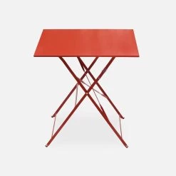 Table De Jardin Bistrot Pliable Métal, 2 Chaises Couleur : Terracotta -Sweeek BS70S2TER 02