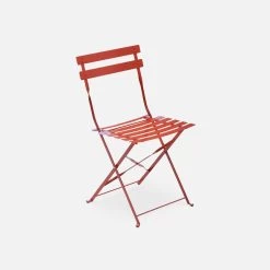 Table De Jardin Bistrot Pliable Métal, 2 Chaises Couleur : Terracotta -Sweeek BS70S2TER 03