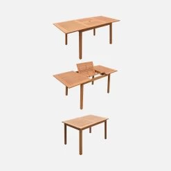 Table De Jardin Extensible Bois , 6 Chaises Couleur : Bois / Terra Cotta -Sweeek EC180R6TC 03