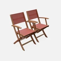 Table De Jardin Extensible Bois , 6 Chaises Couleur : Bois / Terra Cotta -Sweeek EC180R6TC 04
