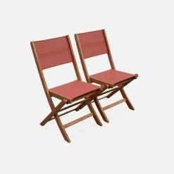Table De Jardin Extensible Bois , 6 Chaises Couleur : Bois / Terra Cotta -Sweeek EC180R6TC 05