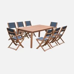 Table De Jardin Extensible Bois , 8 Chaises Couleur : Bois / Anthracite -Sweeek EC240R8AT 02