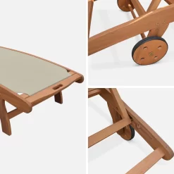 Bain De Soleil Bois Multi Positions Avec Roulettes (lot De 2) Couleur : Naturel / Gris Taupe -Sweeek ECLOUNGETXGYX2 05