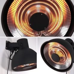 Parasol Chauffant Mural électrique 2000W -Sweeek EHW2000WACBK 04