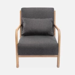 Fauteuil Design En Bois Et Tissu Couleur : Gris Foncé 12 Fauteuil Design En Bois Et Tissu Couleur : Gris Foncé -Sweeek IACSCADKGY 02