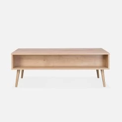 Table Basse Scandinave En Cannage, 1 Tiroir Couleur : Naturel -Sweeek IBOCOFTABLE 04