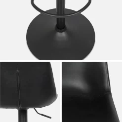 Tabouret Bar Réglable 60,5/81,5cm Simili Cuir (lot De 2) Couleur : Noir -Sweeek IBSAJPUX2BK 05