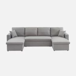 Canapé Panoramique Convertible 4 Places Tissu Couleur : Gris Clair -Sweeek ICPURBSOFALG 02