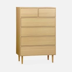 Commode Effet Bois 6 Tiroirs Couleur : Bois -Sweeek IMKCHEST6DWD 01