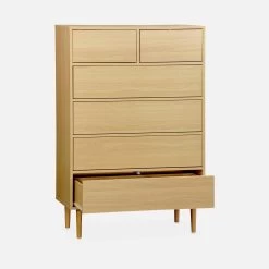 Commode Effet Bois 6 Tiroirs Couleur : Bois -Sweeek IMKCHEST6DWD 02
