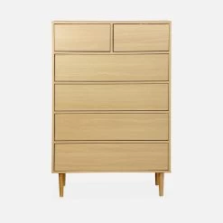 Commode Effet Bois 6 Tiroirs Couleur : Bois -Sweeek IMKCHEST6DWD 03