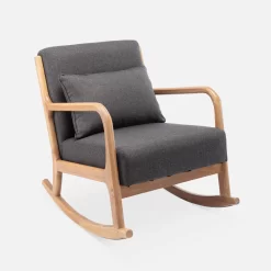 Rocking Chair Scandinave Bois Et Tissu Couleur : Gris Foncé 9 Rocking Chair Scandinave Bois Et Tissu Couleur : Gris Foncé -Sweeek IRACSCADKGY 01