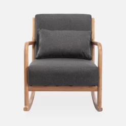 Rocking Chair Scandinave Bois Et Tissu Couleur : Gris Foncé 10 Rocking Chair Scandinave Bois Et Tissu Couleur : Gris Foncé -Sweeek IRACSCADKGY 02