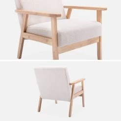 Fauteuil Scandinave Bouclettes Et Bois D'hévéa -Sweeek ISKACLS1BOUCL 03