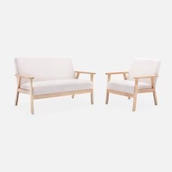 Fauteuil Scandinave Bouclettes Et Bois D'hévéa -Sweeek ISKACLS1BOUCL 05