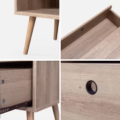 Meuble TV Scandinave Effet Bois 2 Espaces De Rangement 120 Cm 12 Meuble TV Scandinave Effet Bois 2 Espaces De Rangement 120 Cm -Sweeek ISNTVS120NAT 04