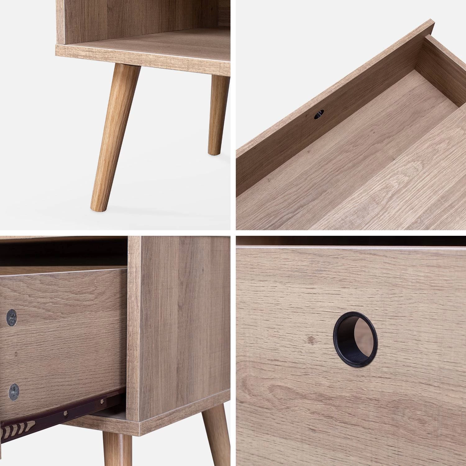 Meuble TV Scandinave Effet Bois 2 Espaces De Rangement 120 Cm 6 Meuble TV Scandinave Effet Bois 2 Espaces De Rangement 120 Cm – Image 6