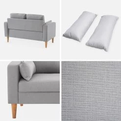 Canapé 2 Places Tissu, Pieds Bois Couleur : Gris Clair -Sweeek ISOF2LGY 03