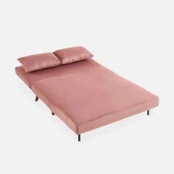 Canapé Convertible 2 Places Tissu, Pieds Bois Couleur : Vieux Rose -Sweeek ISOFGVVOPK 05