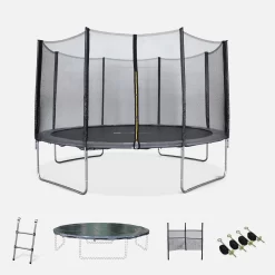 Trampoline 400cm Avec Pack D'accessoires Couleur : Gris