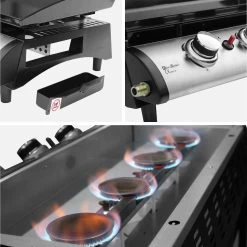 Plancha Gaz 4 Brûleurs Inox 10kW Avec Chariot 11 Plancha Gaz 4 Brûleurs Inox 10kW Avec Chariot -Sweeek PH1004TROLLEY 04