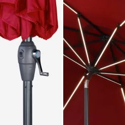 Parasol LED Rond 2.7m Couleur : Rouge -Sweeek PU300LEDRED 05