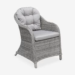 Table De Jardin Résine Arrondis , 6 Fauteuils -Sweeek RWH200R6GY 03