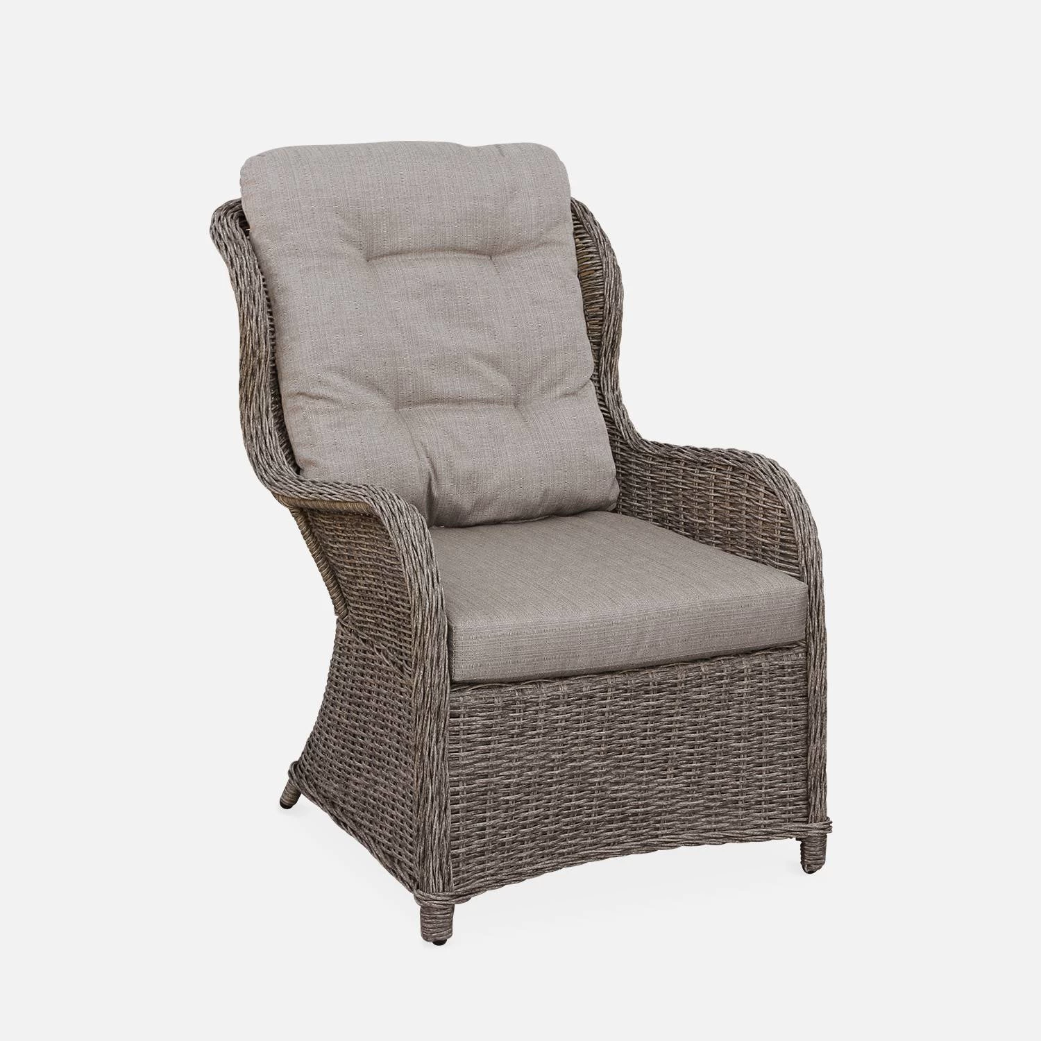 Fauteuil De Jardin Avec Repose Pieds Résine Tressée Ronde (lot De 2) 4 Fauteuil De Jardin Avec Repose Pieds Résine Tressée Ronde (lot De 2) – Image 4