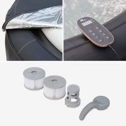 Spa Gonflable 6 Places Rond Simili Cuir, Ozonateur, Système Anti-gel, Couvercle -Sweeek SPACA069 05