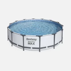 Piscine Hors Sol Tubulaire Ronde Avec Bâche, échelle, Pompe Et Filtre ∅4,3m -Sweeek SPBW430FPGY 01