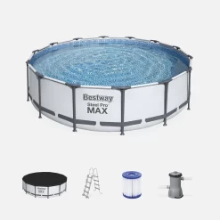 Piscine Hors Sol Tubulaire Ronde Avec Bâche, échelle, Pompe Et Filtre ∅4,3m