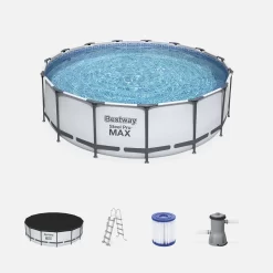 Piscine Hors Sol Tubulaire Ronde Avec Pompe, Filtre, Bâche Et échelle ∅4,5m