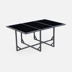 Table De Jardin Encastrable Résine Tressée, 6 Chaises Couleur : Marron -Sweeek WK6CUBEBN 03