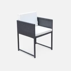 Table De Jardin Encastrable Résine Tressée, 6 Chaises Couleur : Marron -Sweeek WK6CUBEBN 04