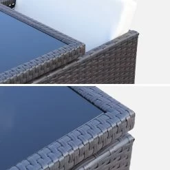 Table De Jardin Encastrable Résine Tressée, 6 Chaises Couleur : Marron -Sweeek WK6CUBEBN 06