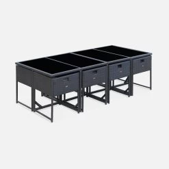 Table De Jardin Encastrable Résine Tressée, 8 Chaises Couleur : Marron -Sweeek WK8CUBEBN 02