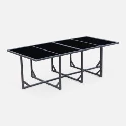 Table De Jardin Encastrable Résine Tressée, 8 Chaises Couleur : Marron -Sweeek WK8CUBEBN 03