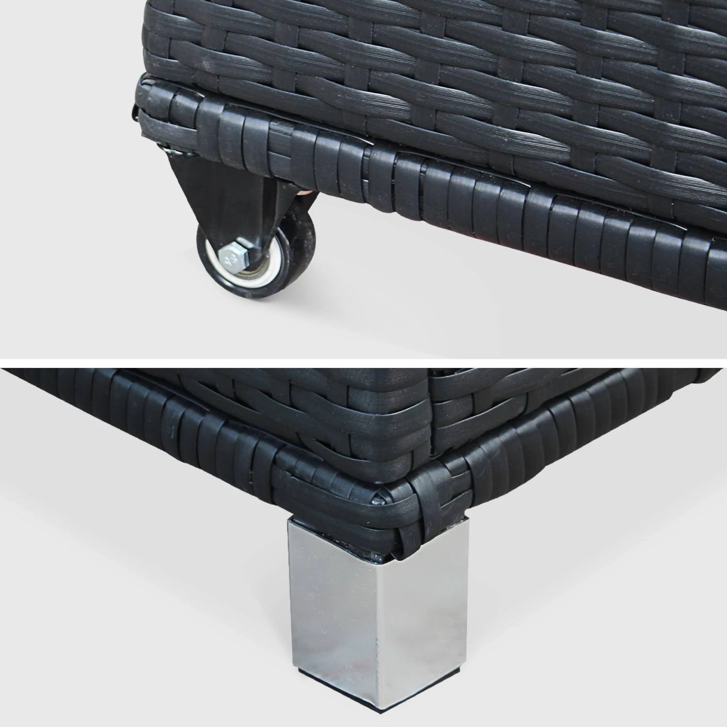 Coffre De Jardin Résine Tressée 790L Couleur : Noir 6 Coffre De Jardin Résine Tressée 790L Couleur : Noir – Image 6