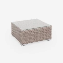 Salon De Jardin Résine Tressée Arrondie 5 Places Couleur : Naturel / Gris Foncé -Sweeek WKVS007NATGY 04