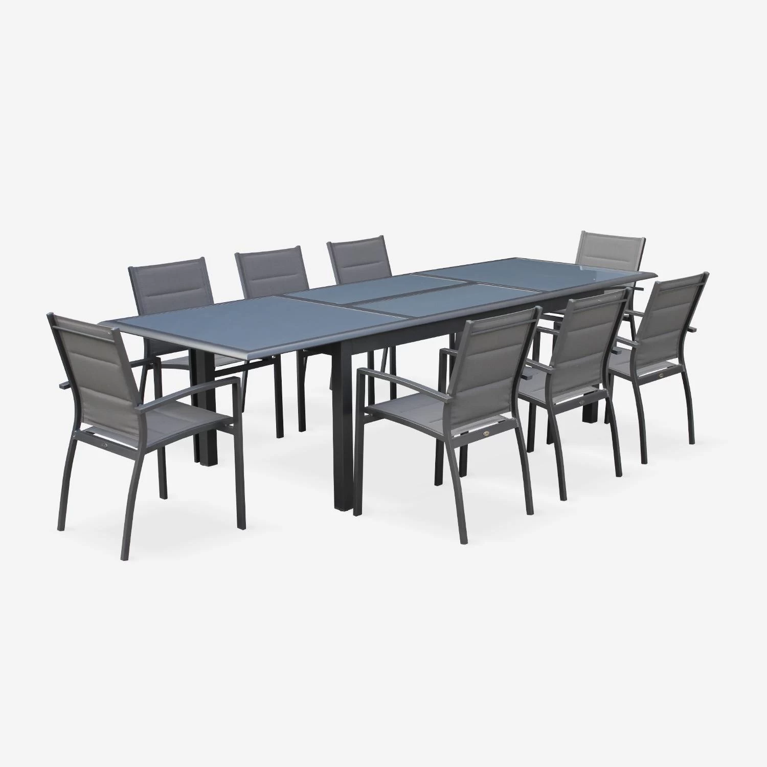 Table De Jardin Extensible Aluminium, 8 Chaises Couleur : Anthracite 2 Table De Jardin Extensible Aluminium, 8 Chaises Couleur : Anthracite – Image 2