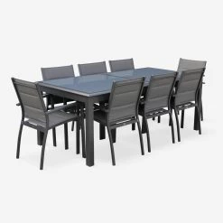 Table De Jardin Extensible Aluminium, 8 Chaises Couleur : Anthracite 9 Table De Jardin Extensible Aluminium, 8 Chaises Couleur : Anthracite -Sweeek XTP300R8CO 02