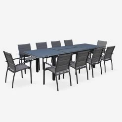 Table De Jardin Extensible Aluminium, 8 Chaises Couleur : Anthracite 10 Table De Jardin Extensible Aluminium, 8 Chaises Couleur : Anthracite -Sweeek XTP300R8CO 03