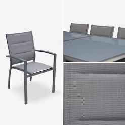 Table De Jardin Extensible Aluminium, 8 Chaises Couleur : Anthracite 12 Table De Jardin Extensible Aluminium, 8 Chaises Couleur : Anthracite -Sweeek XTP300R8CO 05