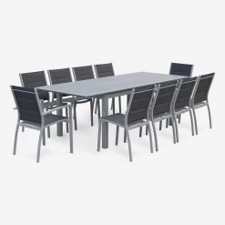 Table De Jardin Extensible Aluminium, 8 Chaises Couleur : Gris / Gris Foncé 10 Table De Jardin Extensible Aluminium, 8 Chaises Couleur : Gris / Gris Foncé -Sweeek XTSAF245R8AT 03